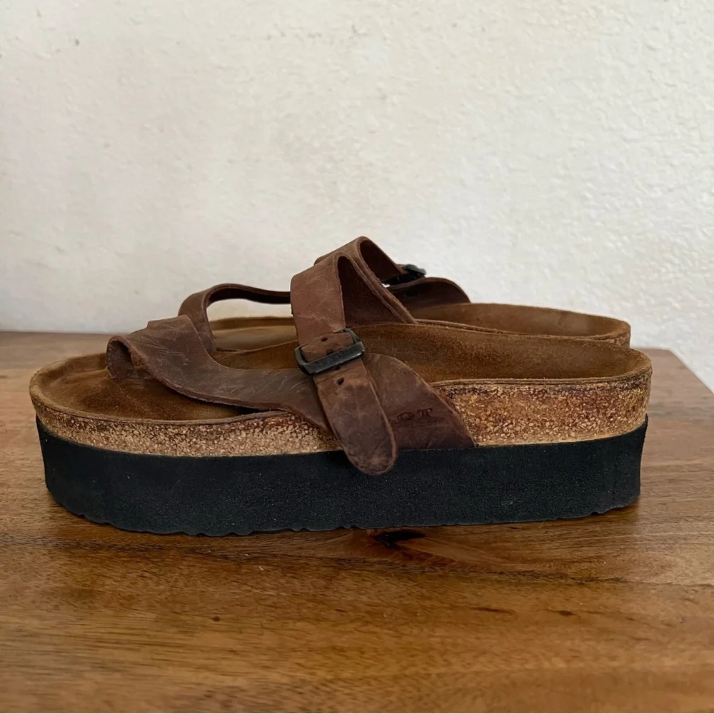 Naot Tahoe Thong Dark Brown Leather Platform Sandal Size 7-7.5 US - Picture 4 of 11